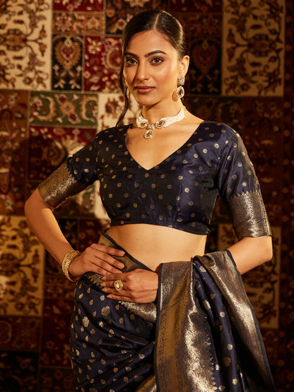 Dhiyona KS Women's Woven Design Ethnic Motifs Zari Banarasi Saree