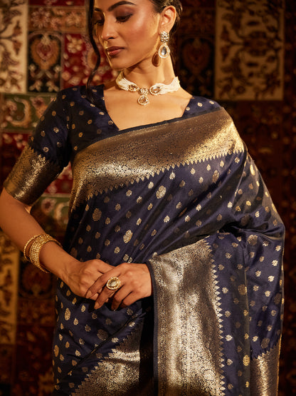 Dhiyona KS Women's Woven Design Ethnic Motifs Zari Banarasi Saree