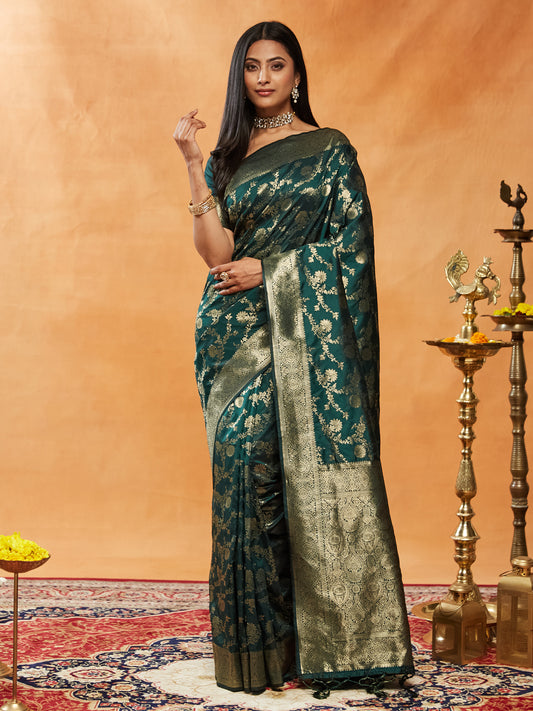 Dhiyona KS Women's Woven Design Zari Banarasi Saree