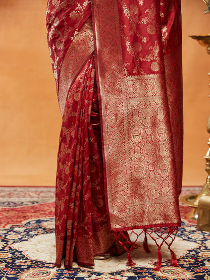 Dhiyona KS Women's Floral Woven Design Zari Banarasi Saree