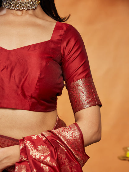Dhiyona KS Women's Floral Woven Design Zari Banarasi Saree