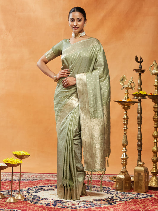 Dhiyona KS Women's Ethnic Motifs Woven Design Zari Art Silk Banarasi Saree