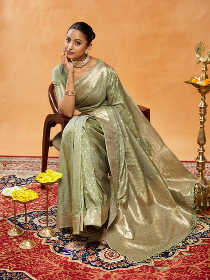 Dhiyona KS Women's Ethnic Motifs Woven Design Zari Art Silk Banarasi Saree
