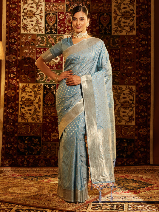 Dhiyona KS Women's Woven Design Ethnic Motifs Zari Banarasi Saree