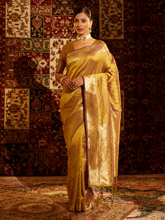 Dhiyona KS Women's Woven Design Zari Banarasi Saree