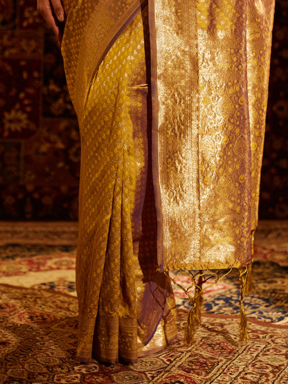 Dhiyona KS Women's Woven Design Zari Banarasi Saree