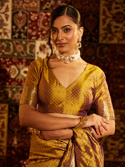 Dhiyona KS Women's Woven Design Zari Banarasi Saree