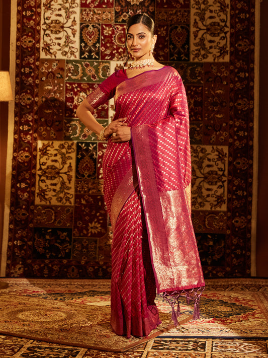 Dhiyona KS Women's Woven Design Zari Banarasi Saree