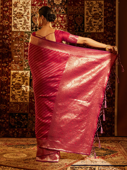 Dhiyona KS Women's Woven Design Zari Banarasi Saree