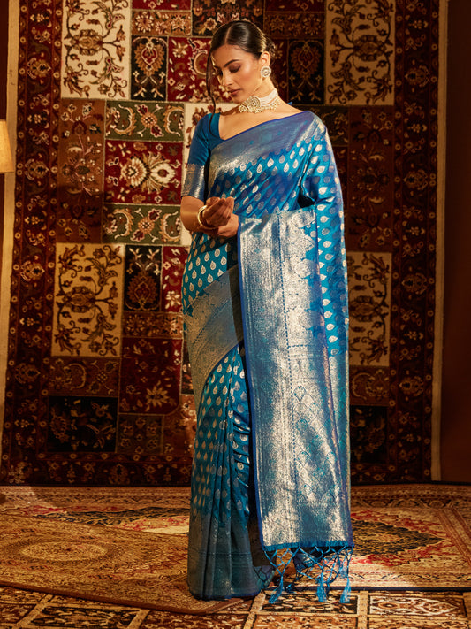Dhiyona KS Women's Woven Design Zari Banarasi Saree