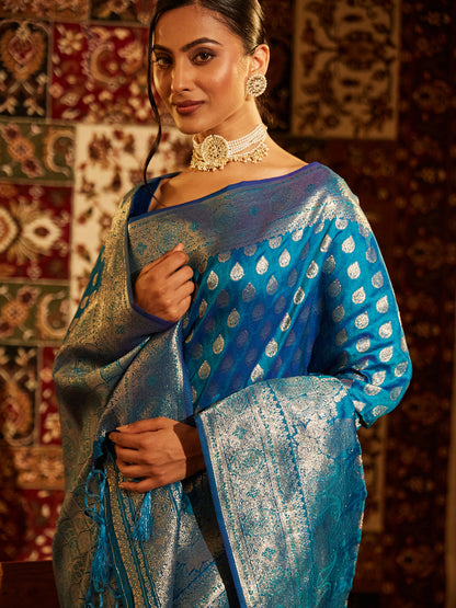 Dhiyona KS Women's Woven Design Zari Banarasi Saree