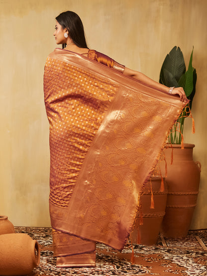 Dhiyona KS Women's Women Zari Work Ethnic Motifs Art Silk  Designer Banarasi Saree