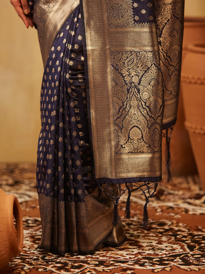 Dhiyona KS Women's Ethnic Motifs Woven Design Zari Banarasi Saree