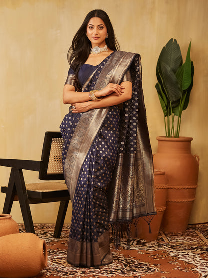 Dhiyona KS Women's Ethnic Motifs Woven Design Zari Banarasi Saree