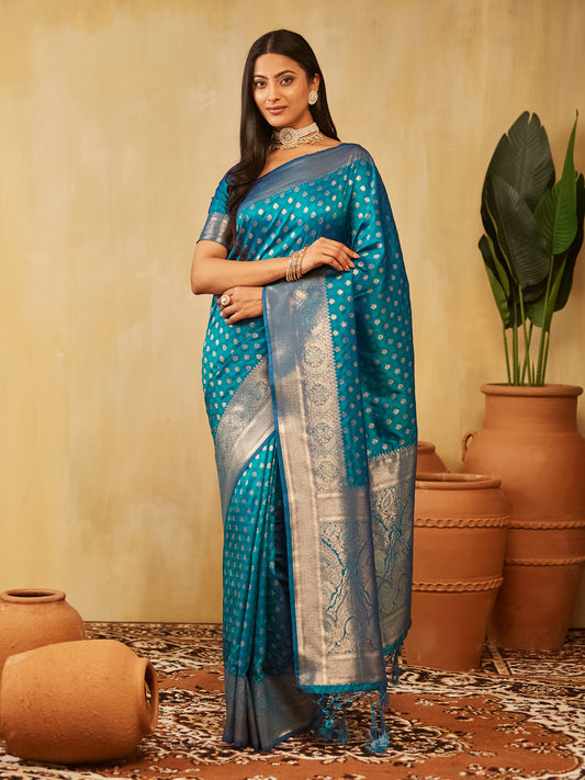 Dhiyona KS Women's Woven Design Ethnic Motifs Zari Banarasi Saree