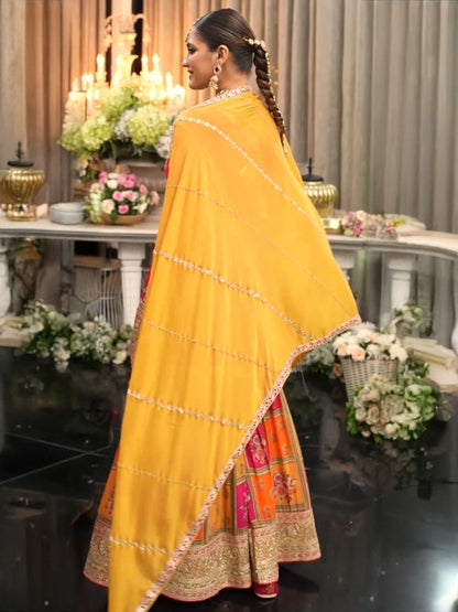 Sequinned Embroidered Round Neck Kurta With Palazzos & Dupatta