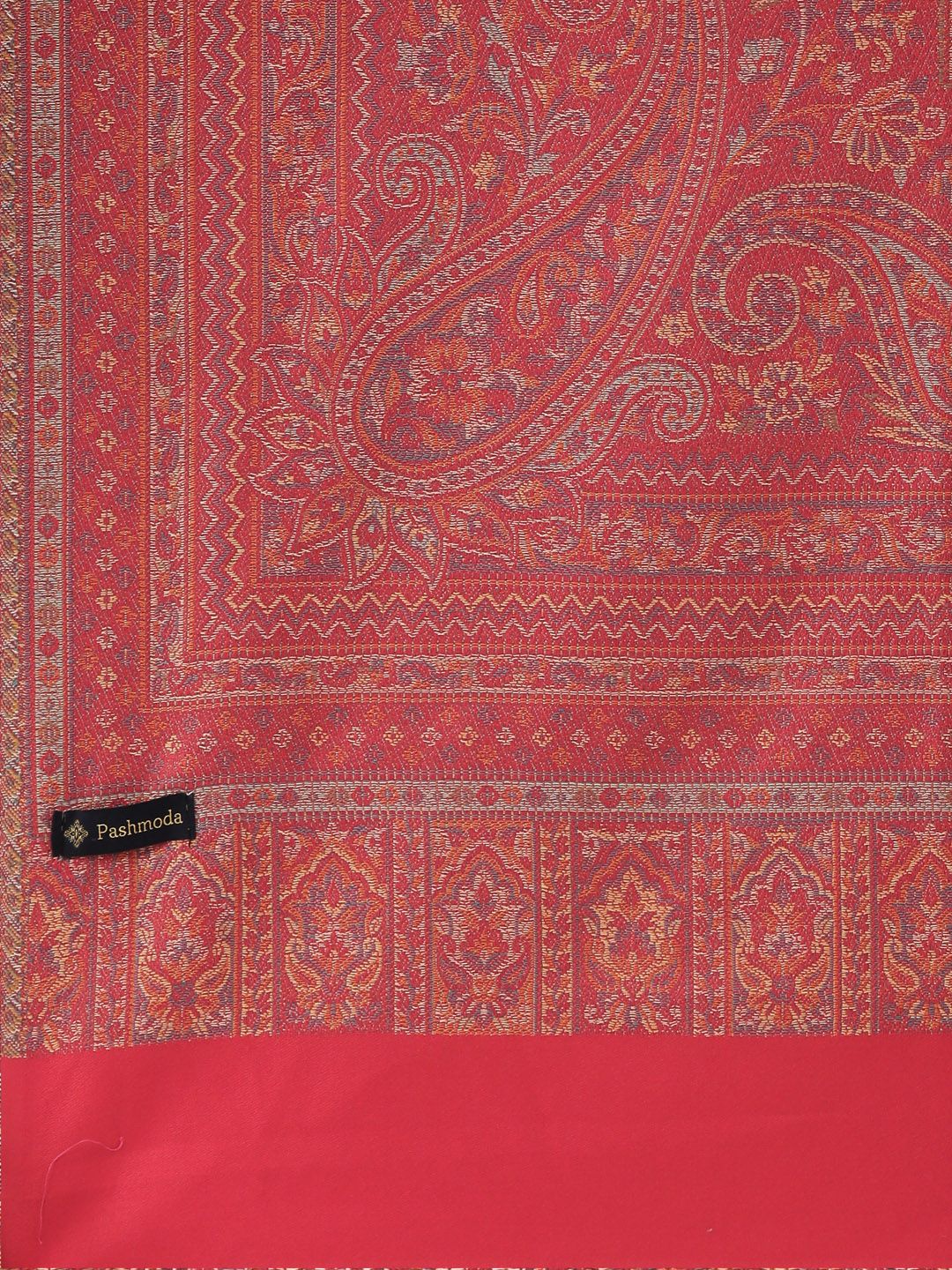 Dhiyona PA Women Pink Woven Design Wool Jamawar Shawl