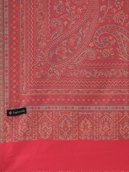 Dhiyona PA Women Pink Woven Design Wool Jamawar Shawl