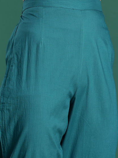 Floral Printed Pure Cotton Kurta with Trousers & Dupatta