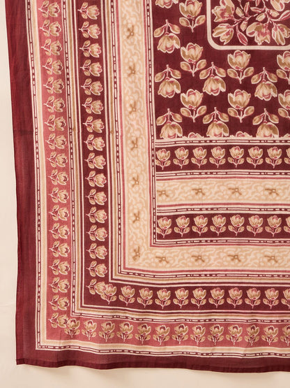 Dhiyona IE Women Floral Printed Pure Cotton Kurta with Trouser & With Dupatta