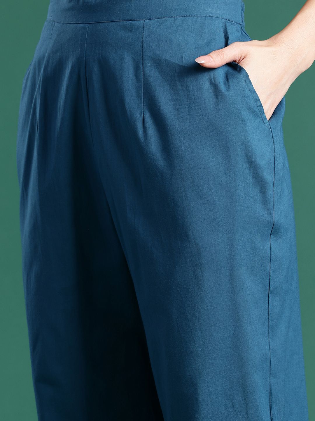 Striped Pure Cotton Kurta With Trousers & Dupatta