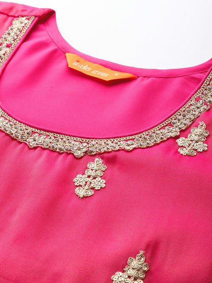 Ethnic Motifs Embroidered Mirror Work Kurta with Palazzos & With Dupatta