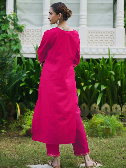 Dhiyona IE Women Ethnic Motifs Embroidered Regular Sequinned Kurta with Trousers