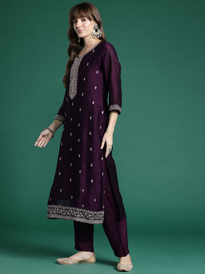 Ethnic Motifs Embroidered Kurta with Trousers & Dupatta