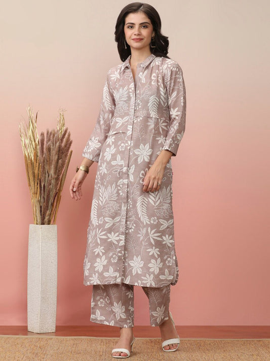 Dhiyona VA Women'sFloral Printed Kurta with Trousers