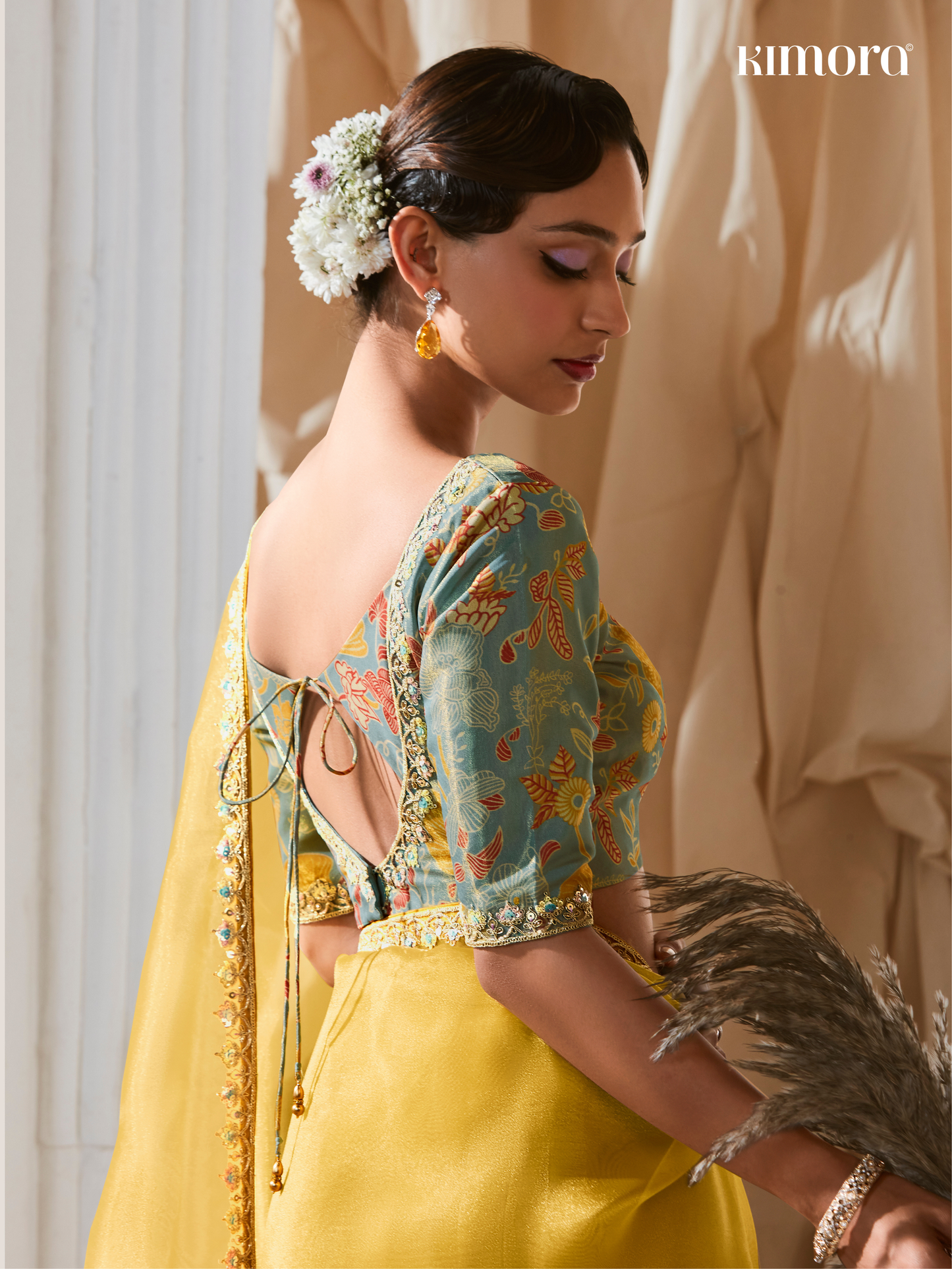 Dhiyona KM Women Royel Yellow Designer Organza Saree: Effortless Elegance For Every Occasion