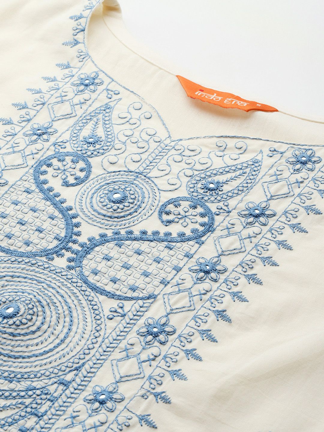 Dhiyona IE Paisley Embroidered Thread Work Pure Cotton Kurta with Trousers & With Dupatta