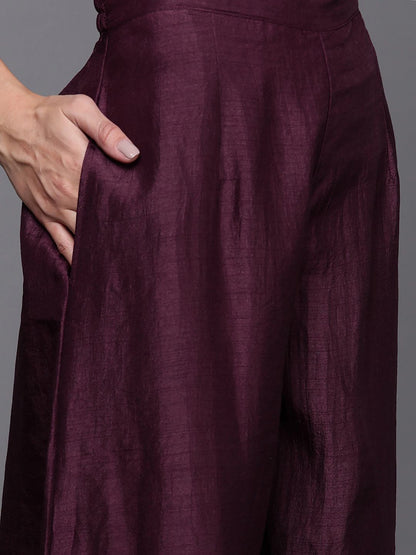 Dhiyona IE Purple Embellished Keyhole Neck Kurta with Palazzos & Dupatta