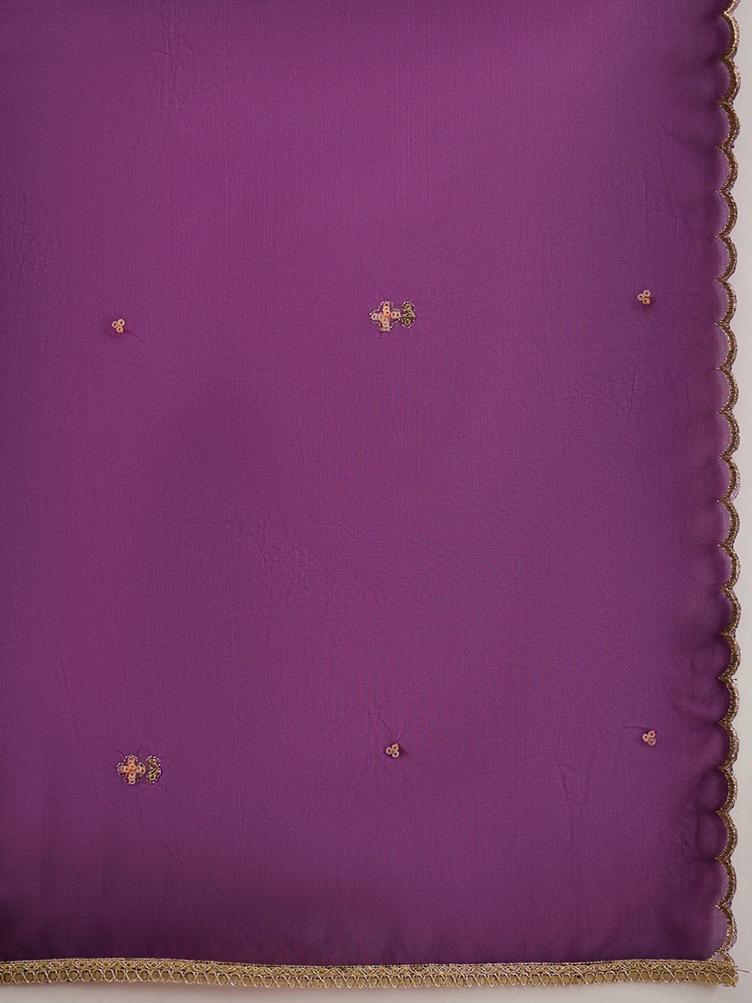 Dhiyona IE Round Neck Ethnic Motifs Embroidered Sequinned Kurta with Trouser & Dupatta