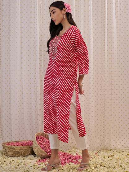 Dhiyona IE Leheriya Printed Straight Kurta