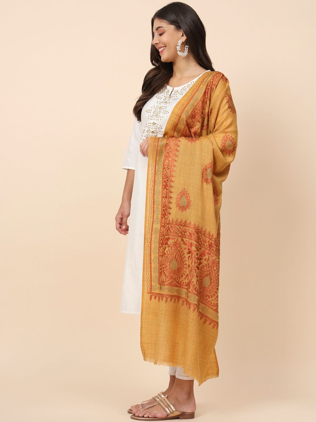 Dhiyona PA Paisley Embroidered Pure Wool Shawl