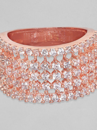 Dhiyona RJ Women's 18k Rose Gold-Plated & CZ-Studded Finger Ring