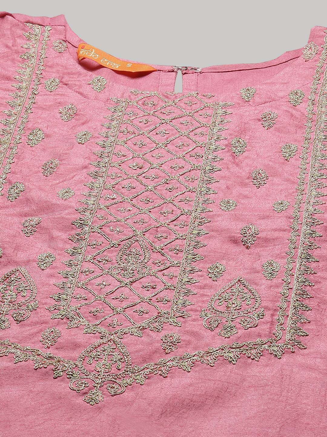 Women Ethnic Motif Embroidered Thread Work Kurta With Trousers & Dupatta