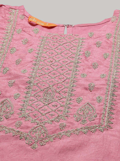 Women Ethnic Motif Embroidered Thread Work Kurta With Trousers & Dupatta