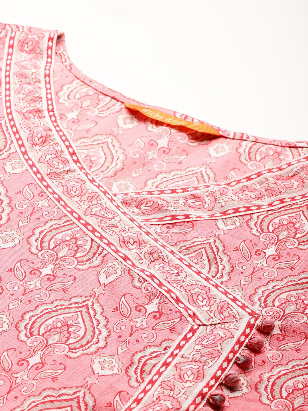 Ethnic Motifs Printed Angrakha Pure Cotton Kurta With Trousers & Dupatta