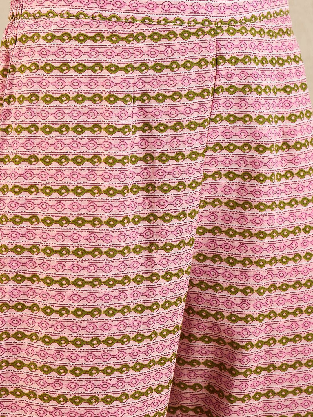 Dhiyona IE Floral Printed Empire Pure Cotton A-Line Kurta With Trousers & Dupatta