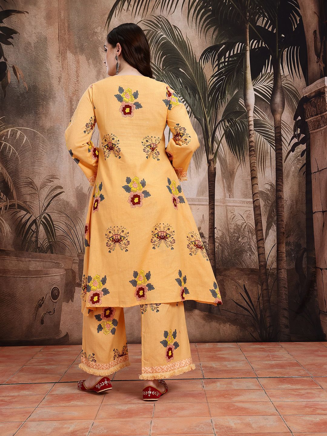 Dhiyona SN Women's Floral Printed Pure Cotton Kurta With Palazzos