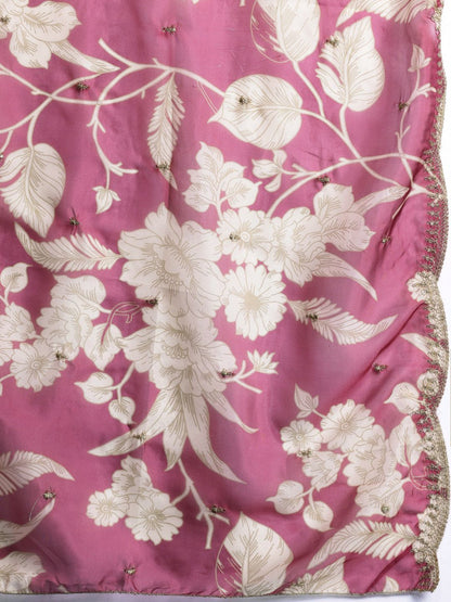 Plus Size Floral Zari Embroidered Kurta with Salwar & With Dupatta