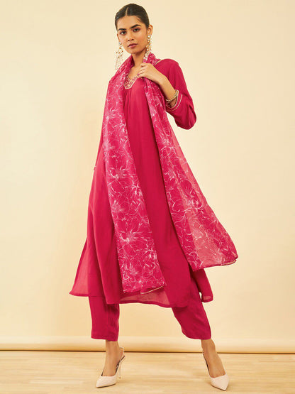Dhiyona SO Women's Regular Gotta Patti Kurta with Trousers & Dupatta