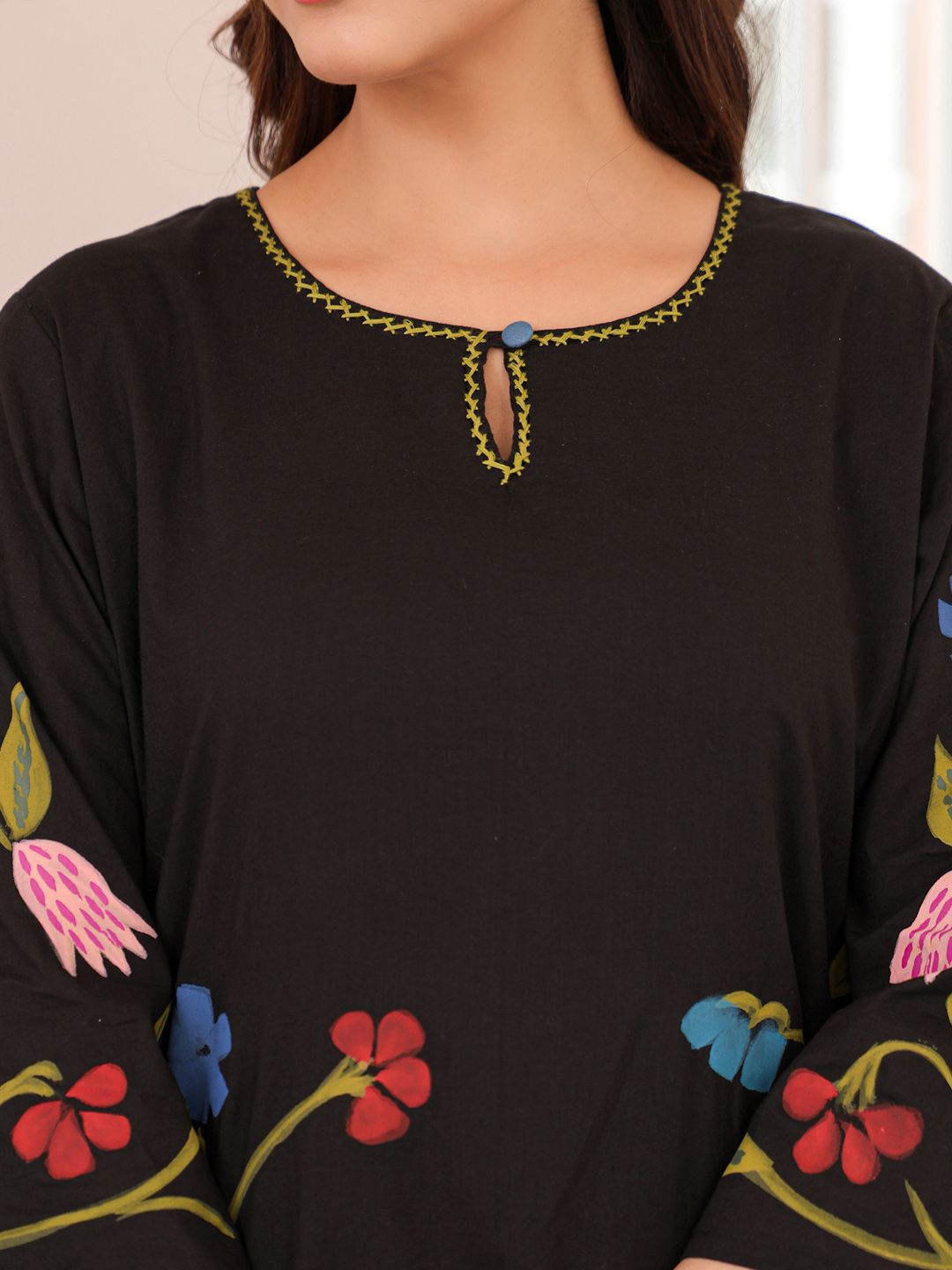 Dhiyona IE Printed Pure Cotton A-Line Tunic & Trousers Co-Ord Set