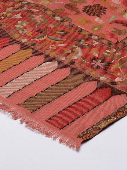 Dhiyona PA Women Peach Kaani Woven Design Shawl