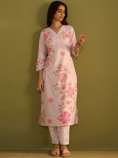 Dhiyona IE Women Floral Printed Regular Kurta with Trousers