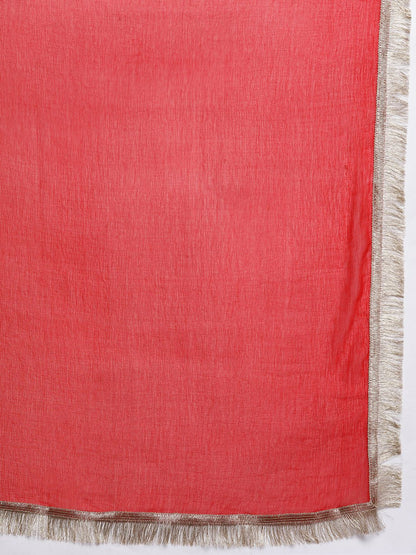 Dhiyona VA Women'sRed Bandhani printed A line Kurta with Trouser and Dupatta