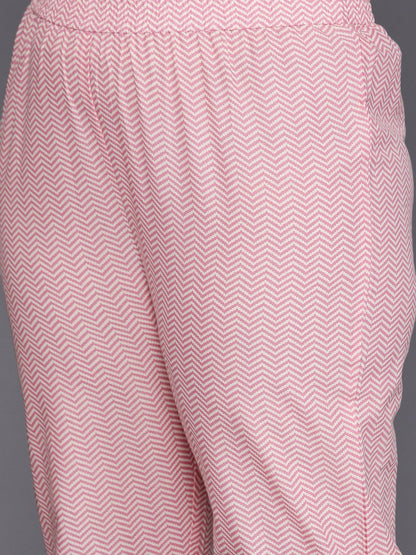 Dhiyona VA Women'sPlus Size Floral Printed Angrakha Gotta Patti Pure Cotton Kurta with Trousers