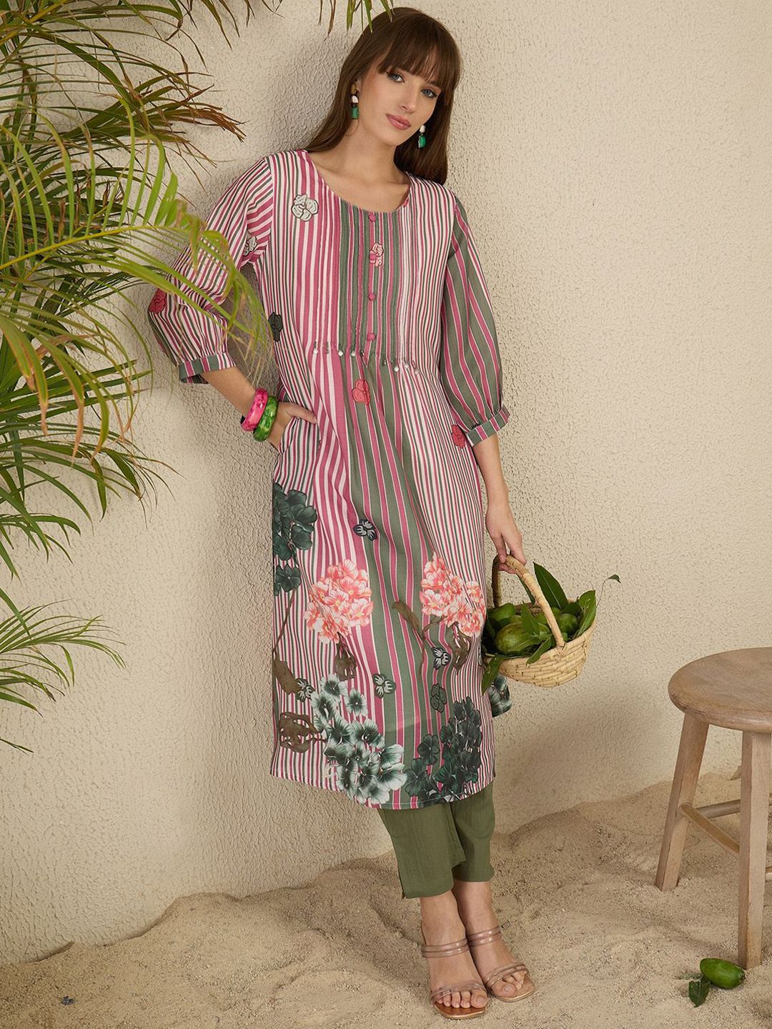 Dhiyona IE Printed Pure Cotton Kurta & Trouser Co-Ords