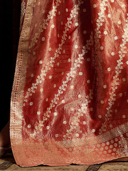 Dhiyona IE Ethnic Motifs Woven Design Zari Straight Kurta With Trousers & Dupatta